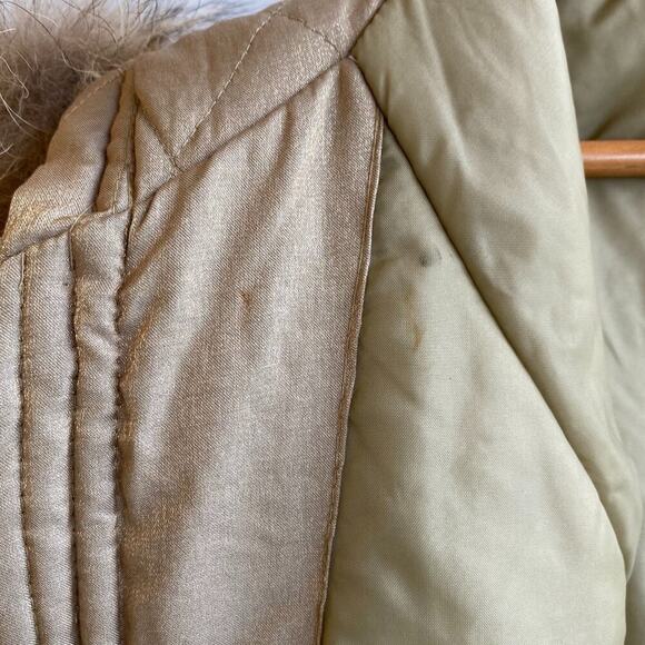 Lew Magram Collection Genuine Coyote Fur Trim Gold Coat sz XS - Picture 12 of 14